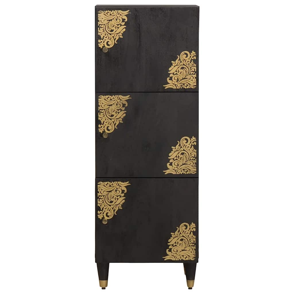Høyskap med hylle Svart 40 x 33 x 110 cm Massiv mango tre