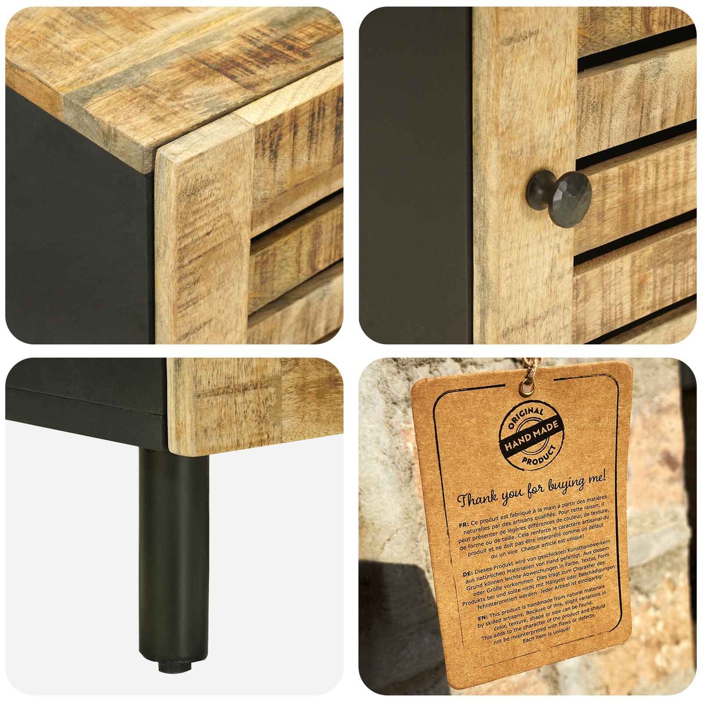 Nattbord Naturlig 40 x 33 x 46 cm Massiv mango tre