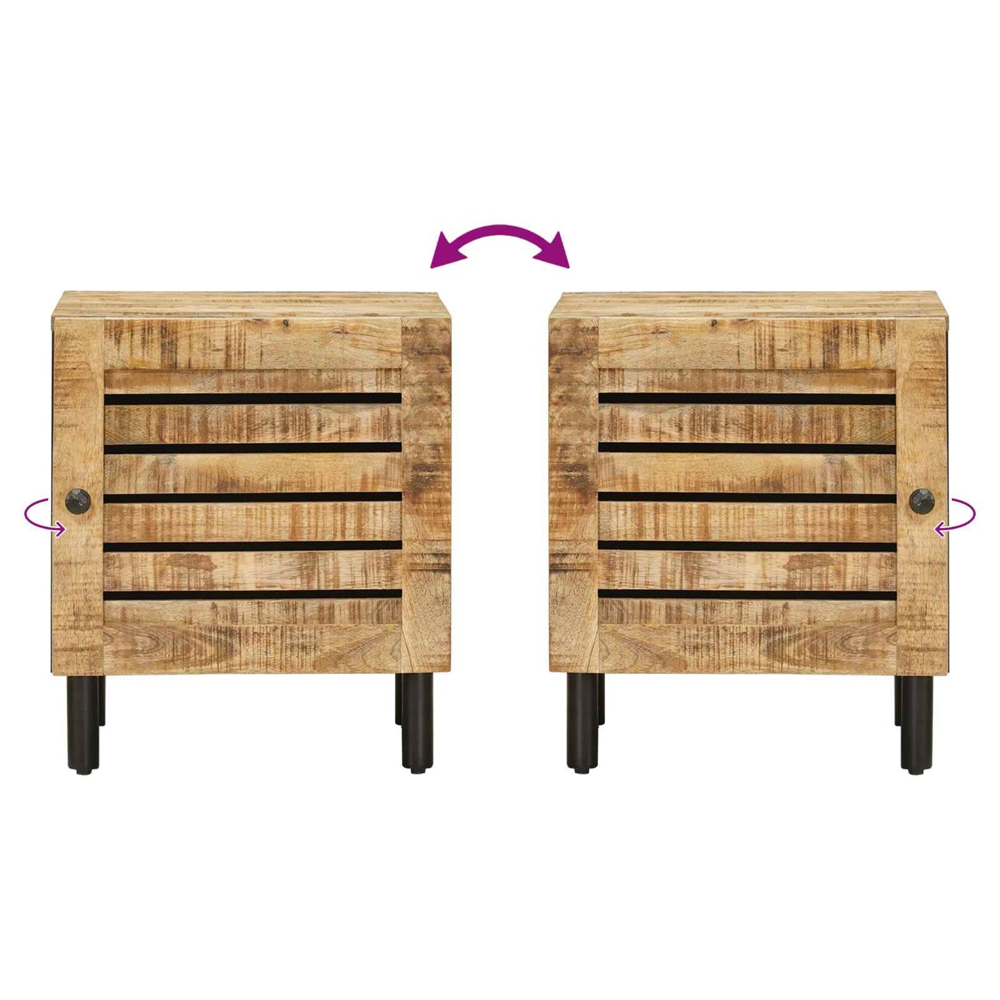 Nattbord 2 stk. Naturlig 40 x 33 x 46 cm Massiv mango tre