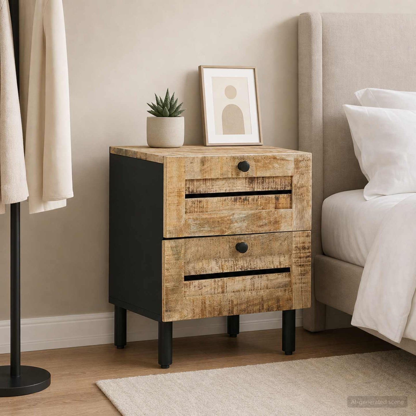 Nattbord Naturlig 40 x 33 x 46 cm Massiv mango tre