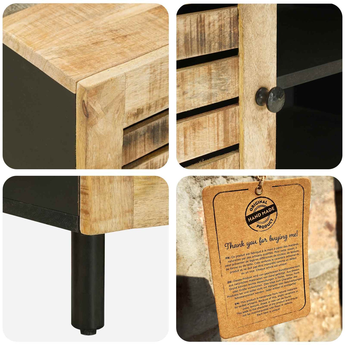 Oppbevaringsskap Naturlig 105 x 33 x 46 cm Massiv mango tre