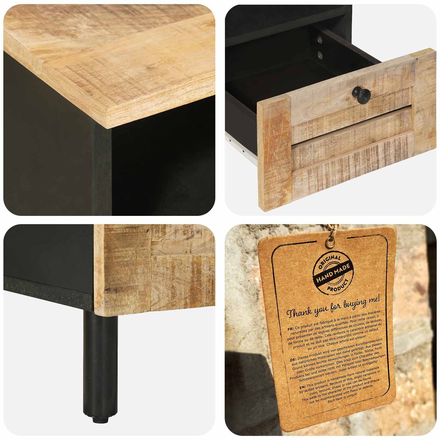Oppbevaringsskap Naturlig 70 x 33 x 46 cm Massiv mango tre