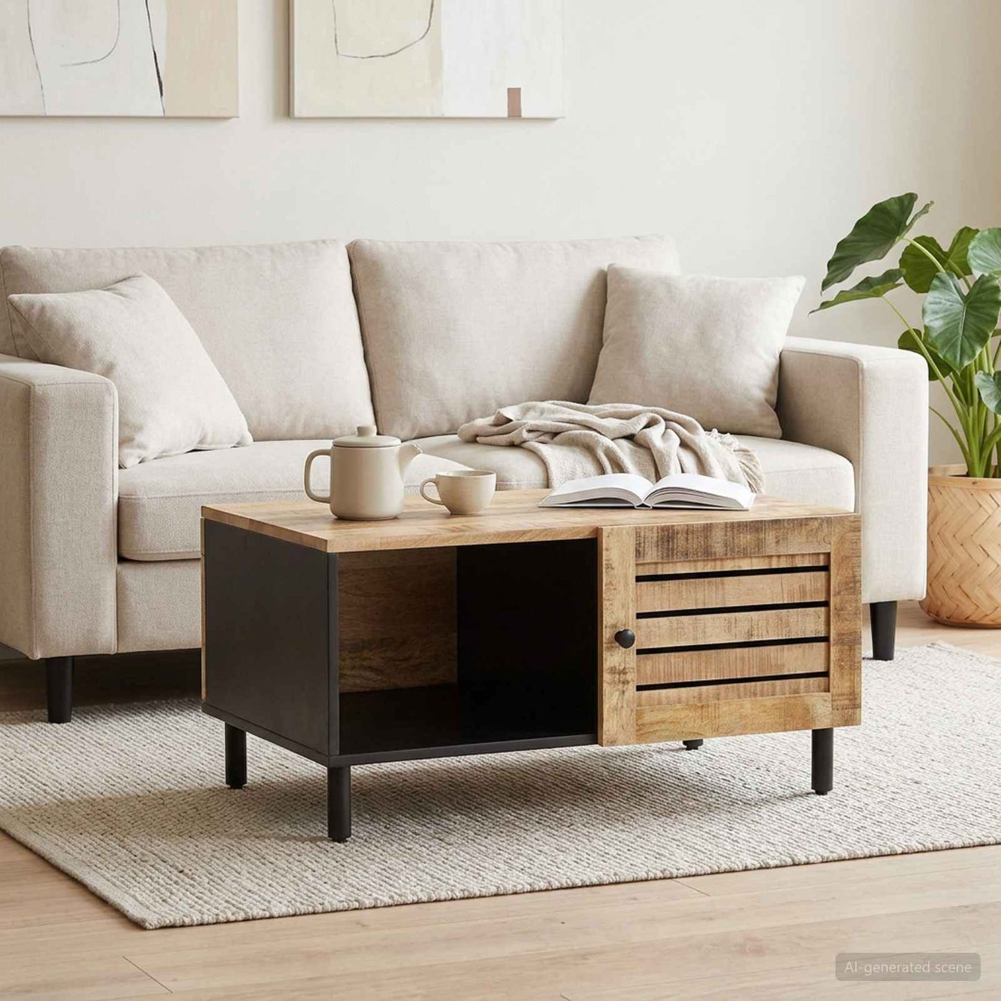 Kaffebord Naturlig 80 x 50 x 40 cm Massiv mango tre