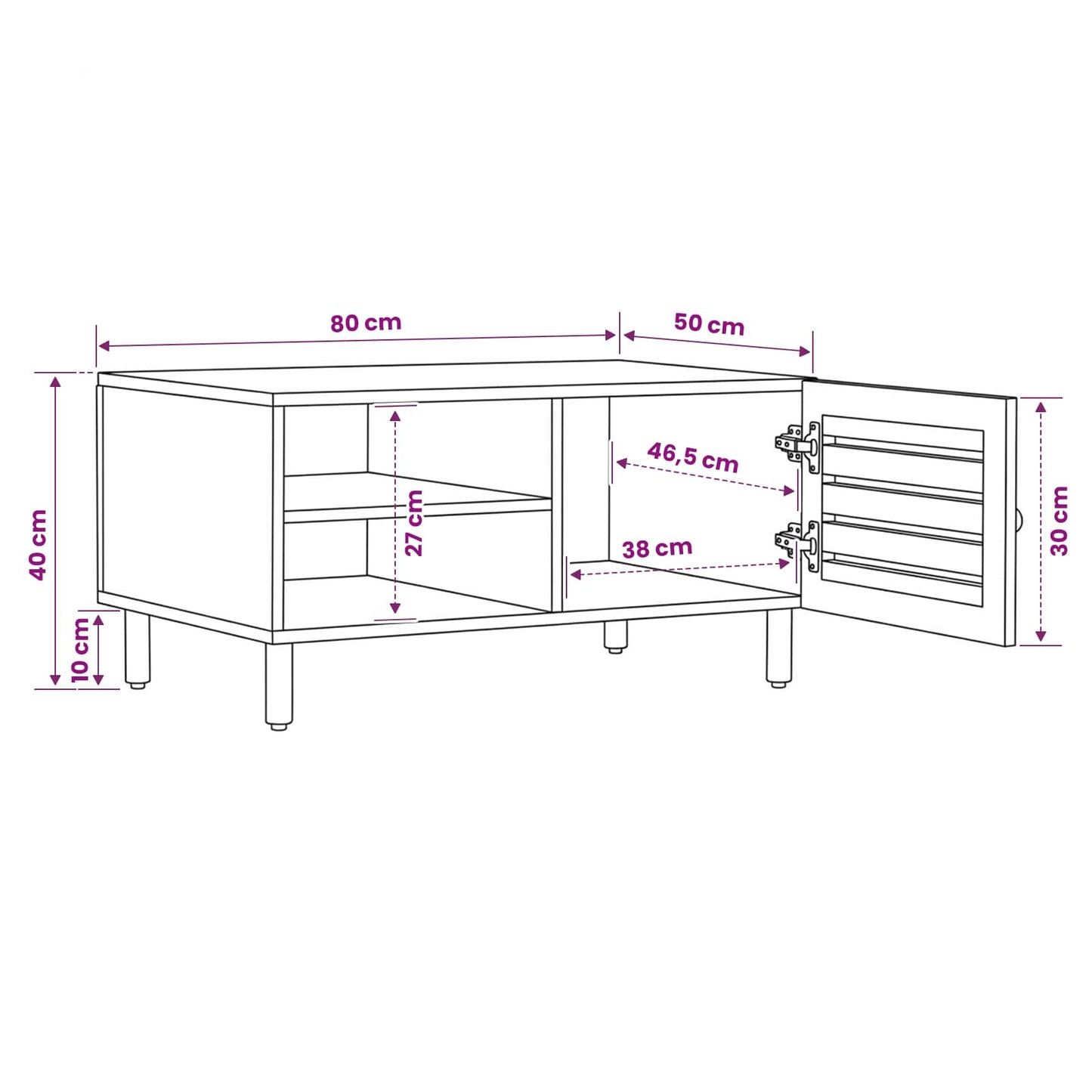 Kaffebord Naturlig 80 x 50 x 40 cm Massiv mango tre