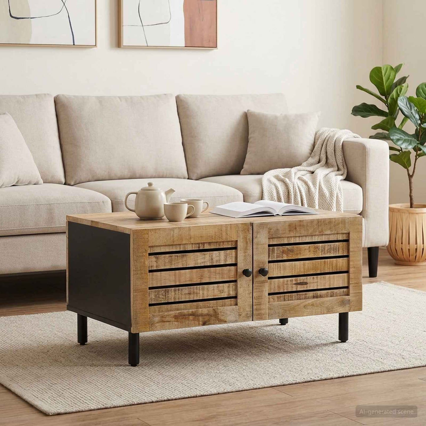 Kaffebord Naturlig 80 x 50 x 40 cm Massiv mango tre
