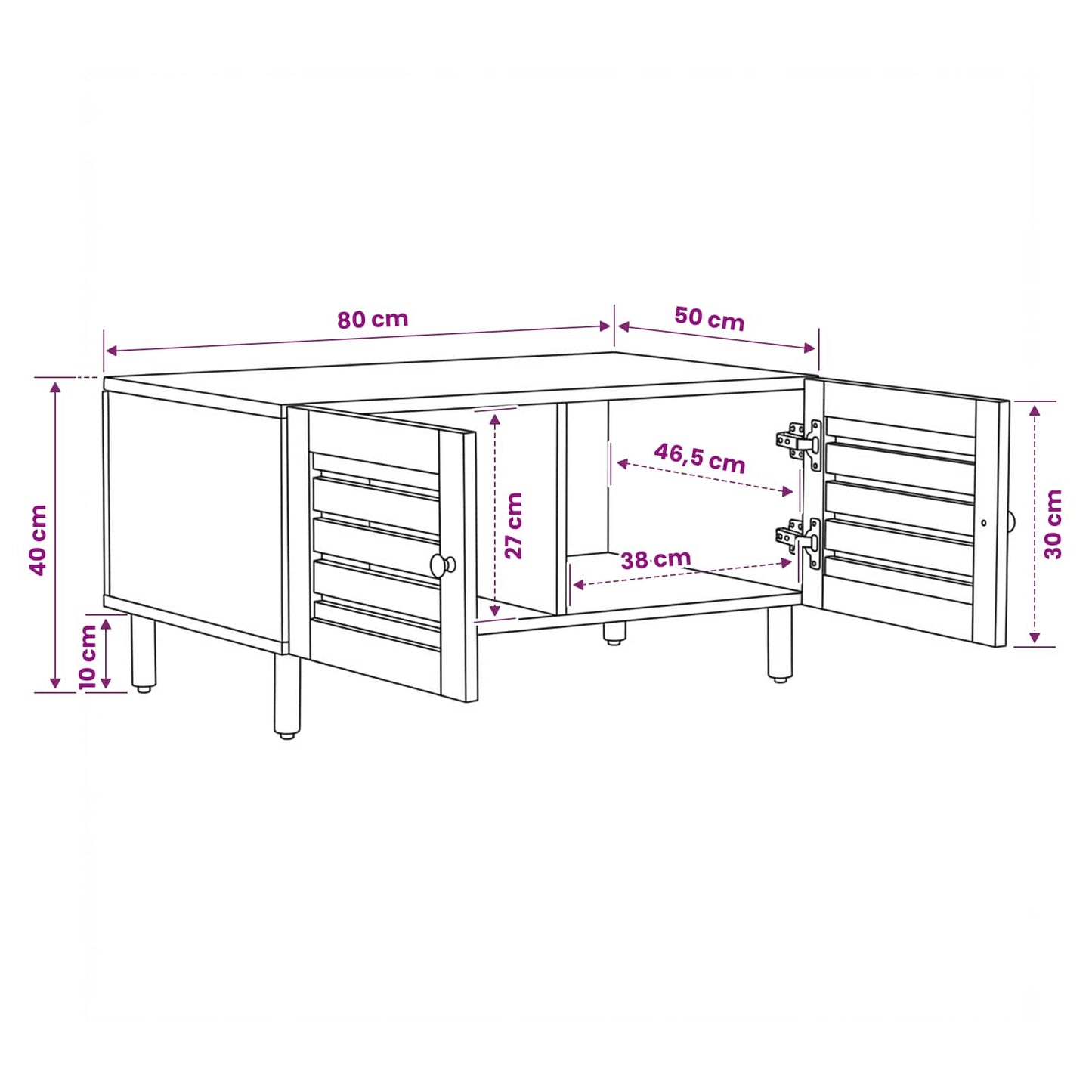 Kaffebord Naturlig 80 x 50 x 40 cm Massiv mango tre