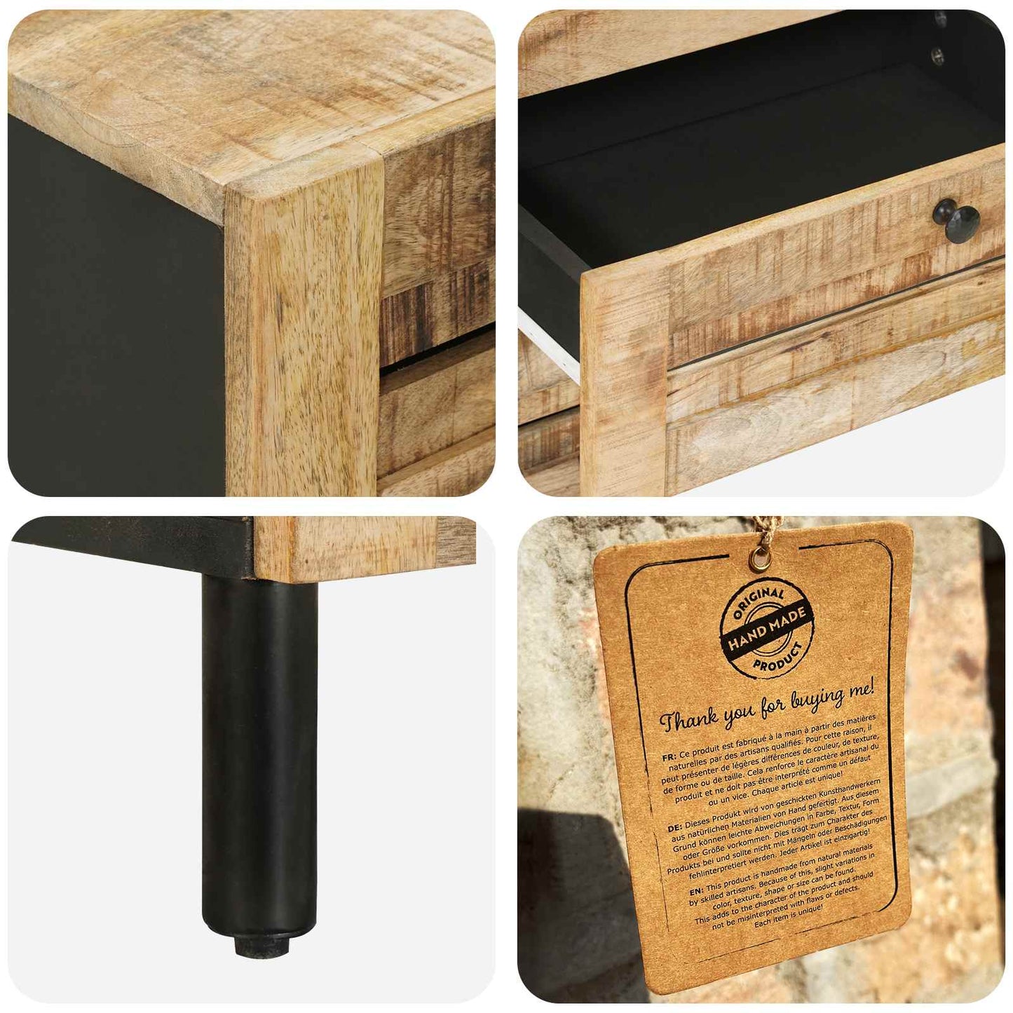 Nattbord Naturlig 50 x 33 x 62 cm Massiv mango tre