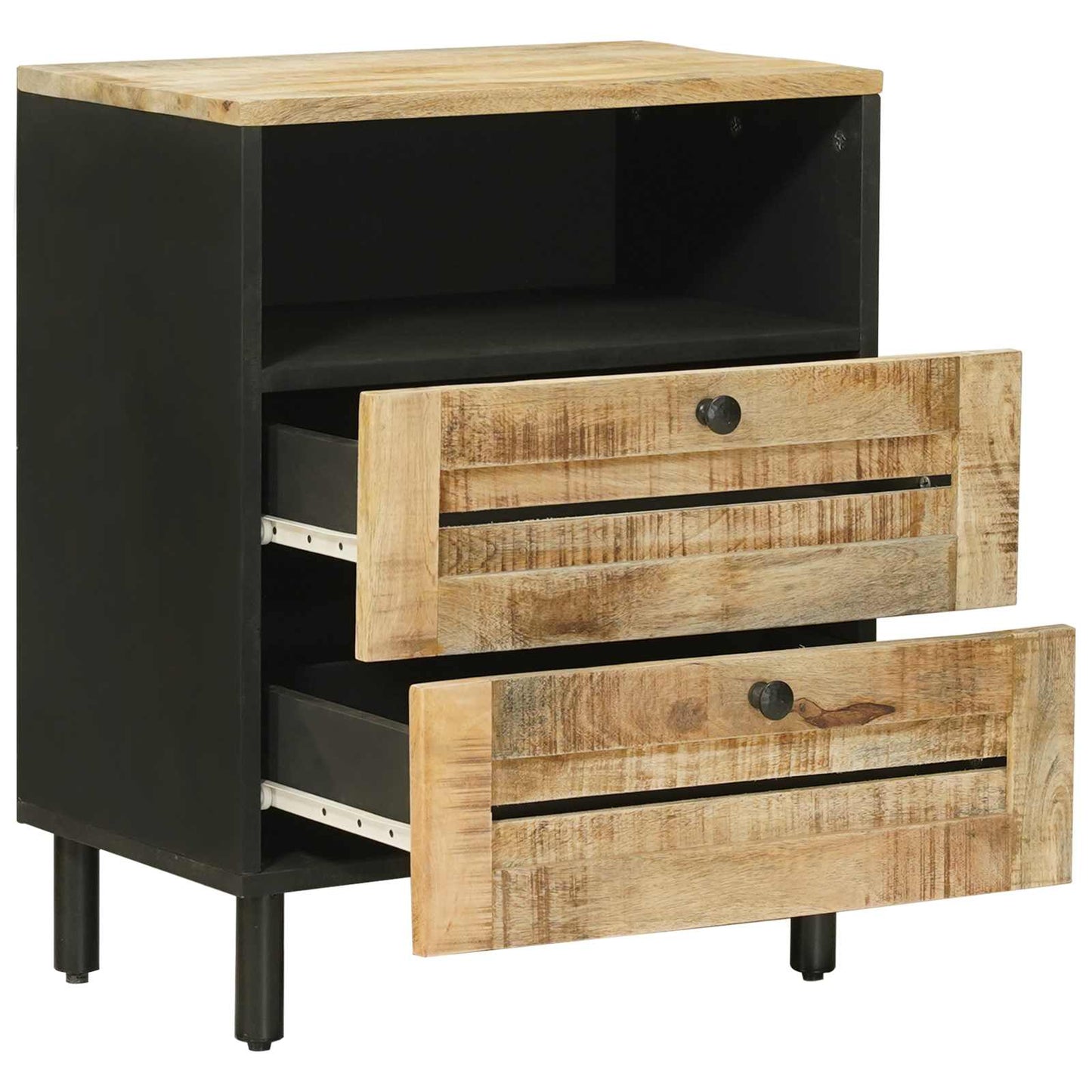 Nattbord Brun og svart 50 x 33 x 60 cm Massiv mango tre