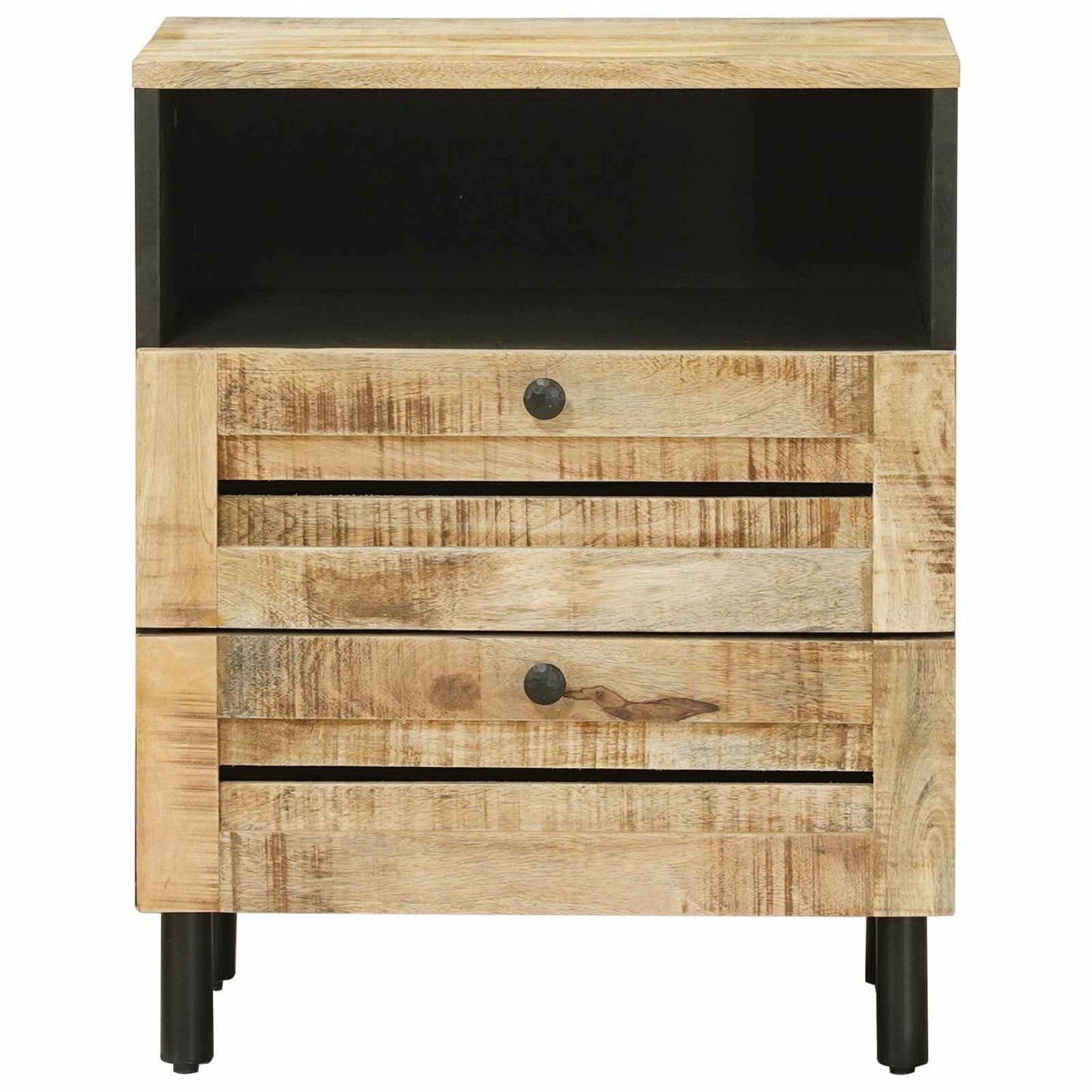 Nattbord Brun og svart 50 x 33 x 60 cm Massiv mango tre