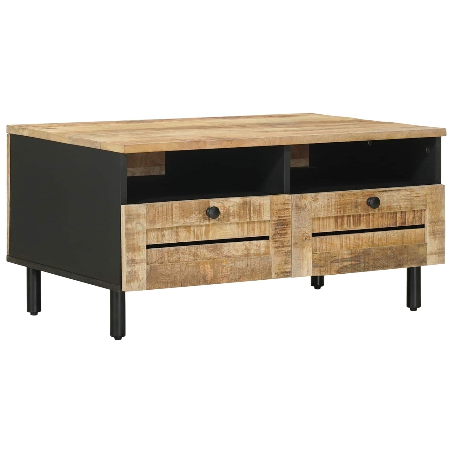 Kaffebord Brun og svart 80 x 54 x 40 cm Massiv mango tre