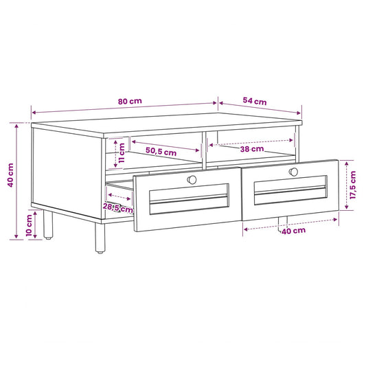 Kaffebord Brun og svart 80 x 54 x 40 cm Massiv mango tre