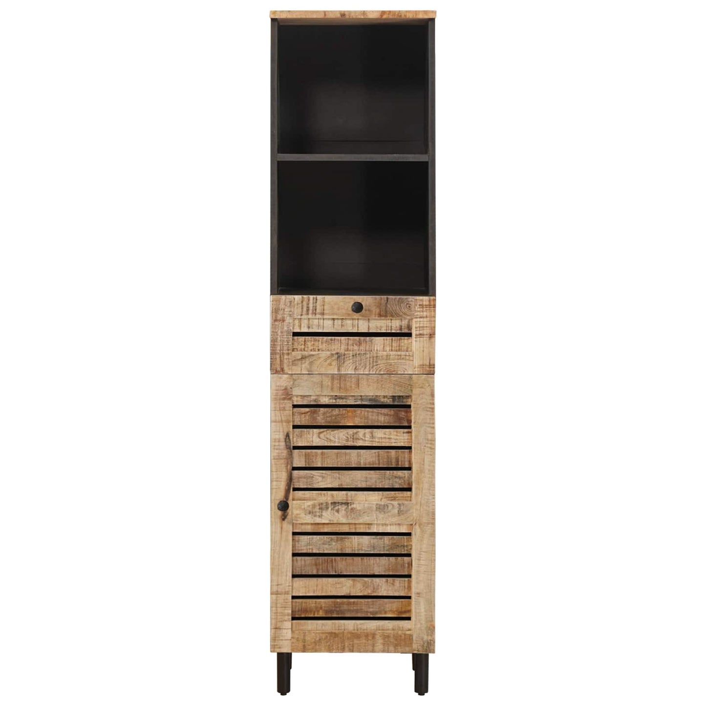 Baderomsskap Brun og svart 38 x 33,5 x 160 cm Massiv mango tre