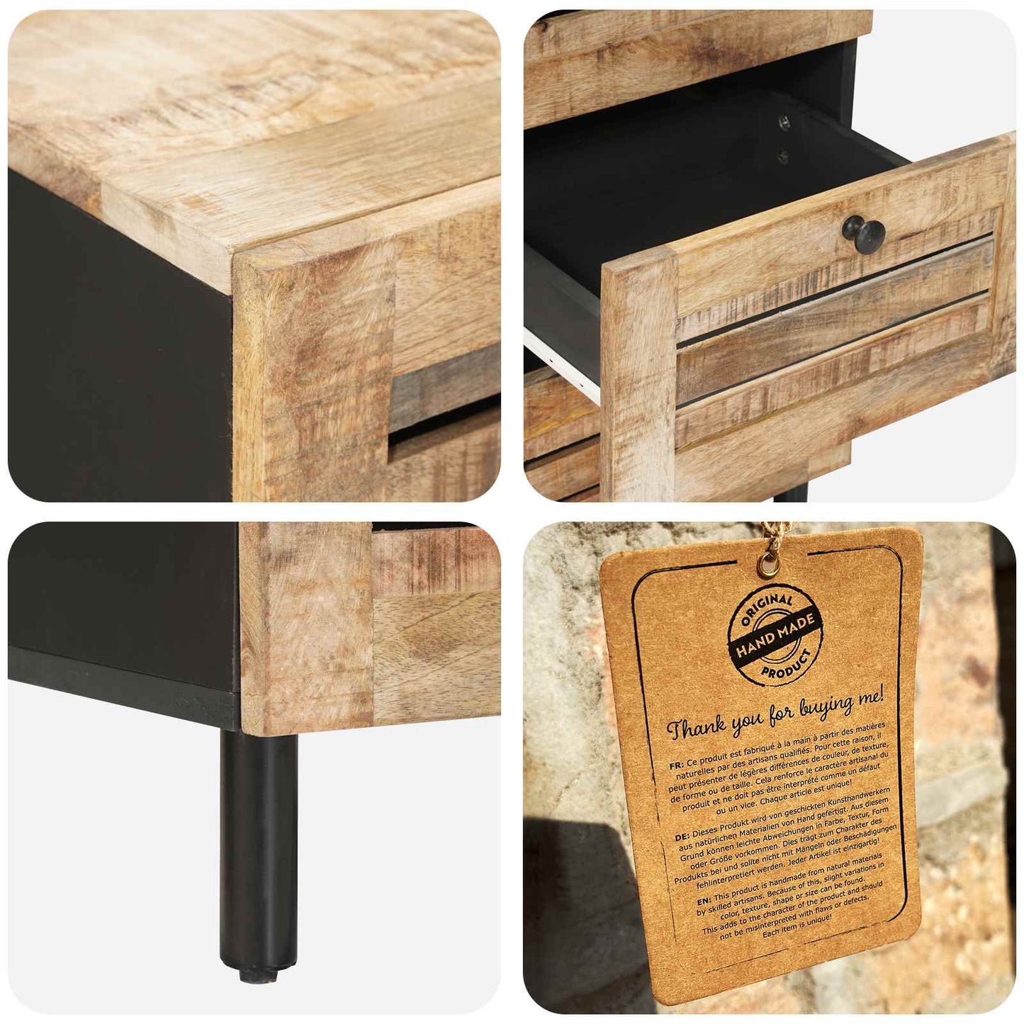 Oppbevaringsskap Naturlig 40 x 33 x 75 cm Massiv mango tre