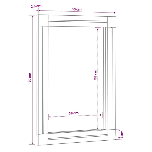 Speil Veggmontert med speil Brun og svart 70 x 50 x 3 cm Glass