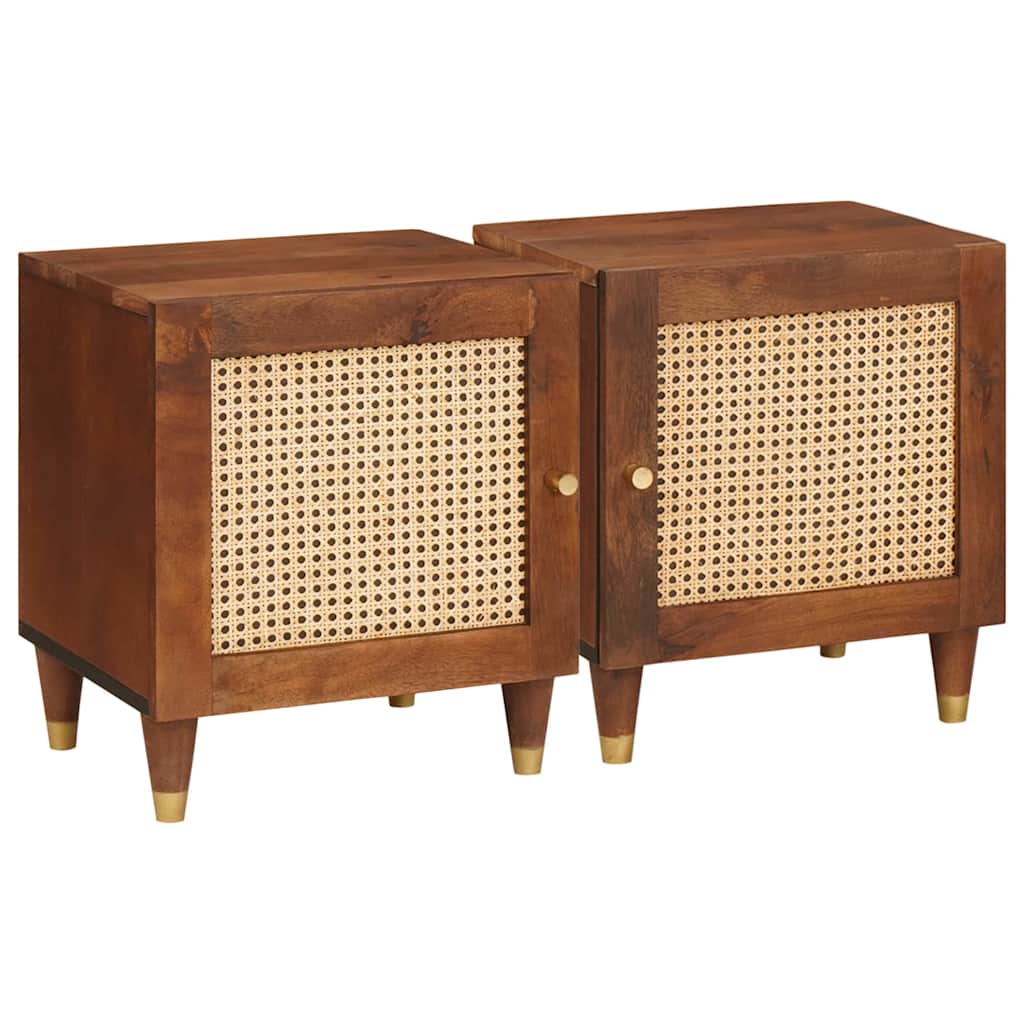 Nattbordskap 2 pcs Brun 40 x 33,5 x 46 cm Massivt akasietre