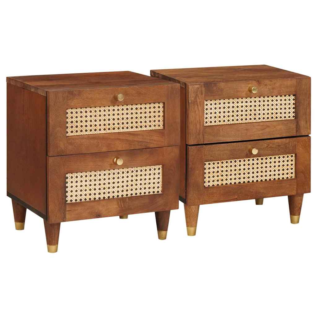 Nattbordskap 2 pcs Brun 40 x 33,5 x 46 cm Massivt akasietre