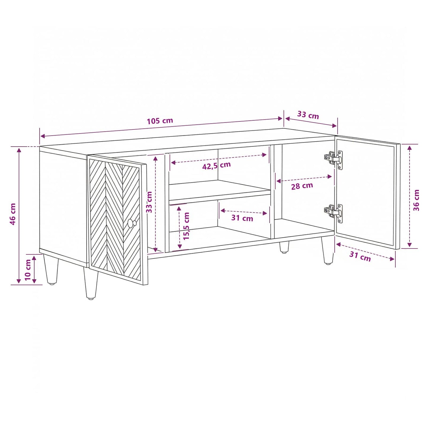 Oppbevaringsskap Brun 105 x 33,5 x 46 cm Massiv mango tre