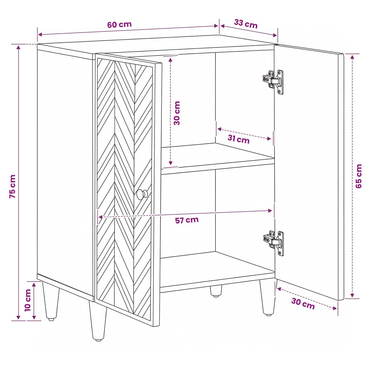 Oppbevaringsskap Brun 60 x 33,5 x 75 cm Massiv mango tre