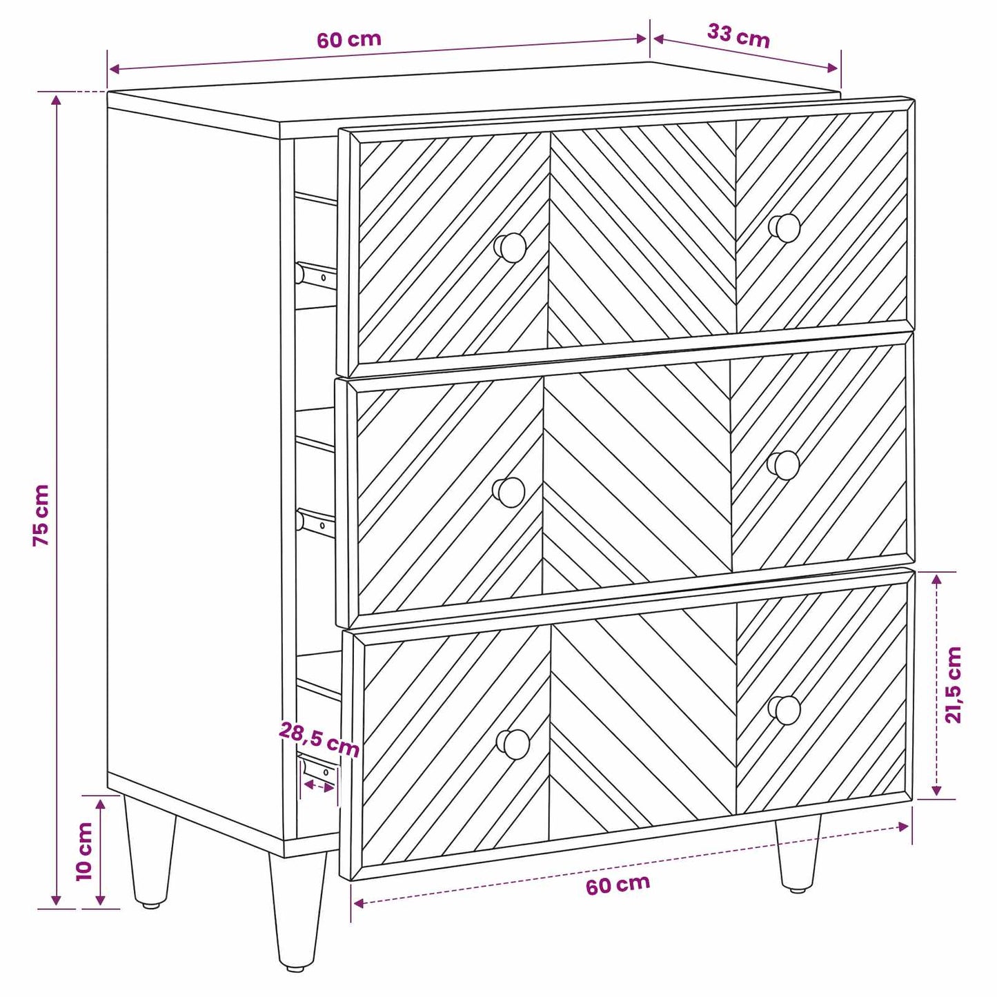 Oppbevaringsskap Brun 60 x 33,5 x 75 cm Massiv mango tre