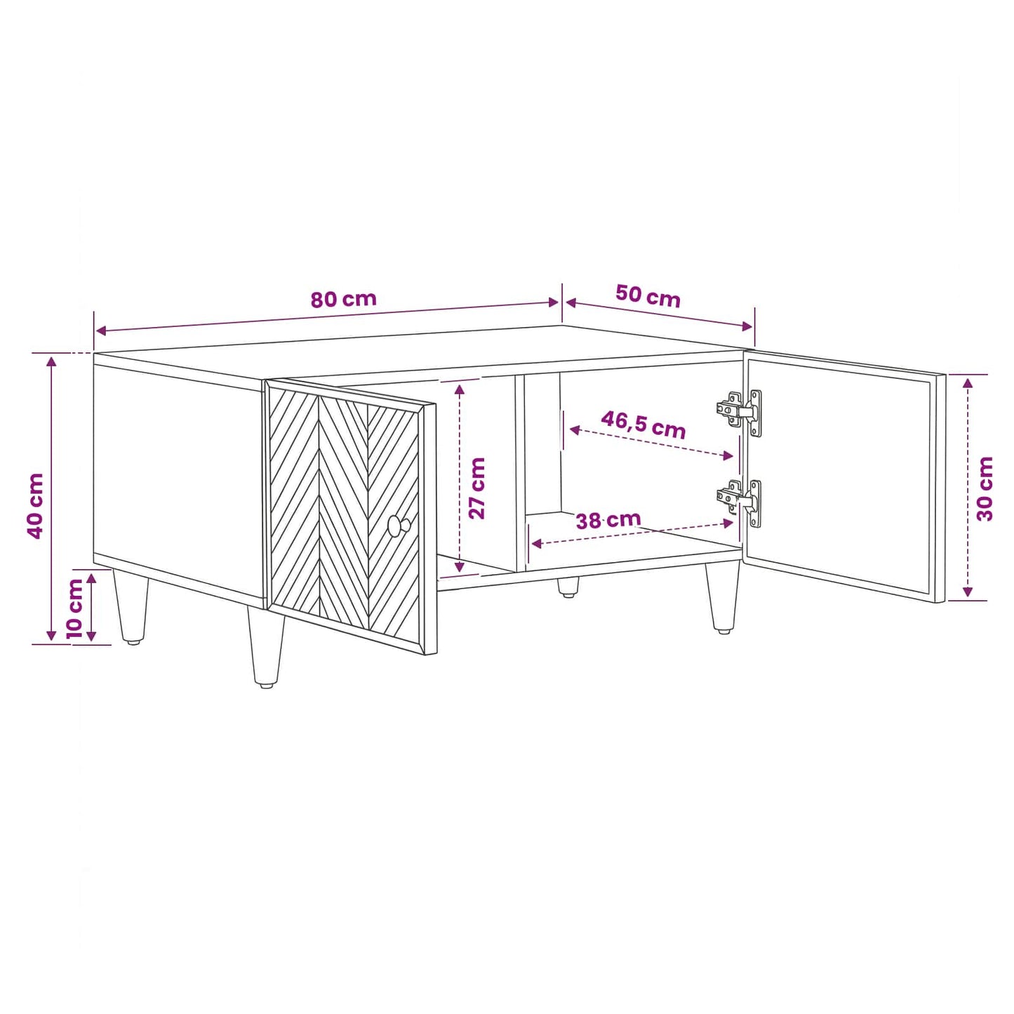 Kaffebord Brun 80 x 50 x 40 cm Massiv mango tre