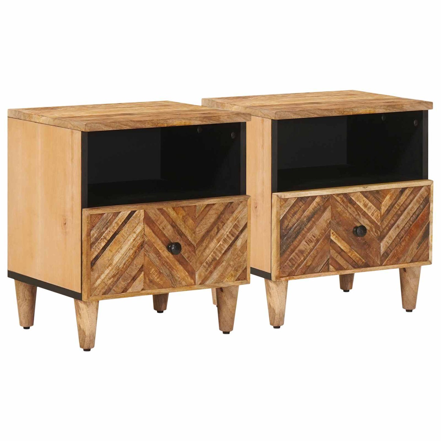Nattbord 2 pcs Brun 50 x 33 x 60 cm Massiv mango tre