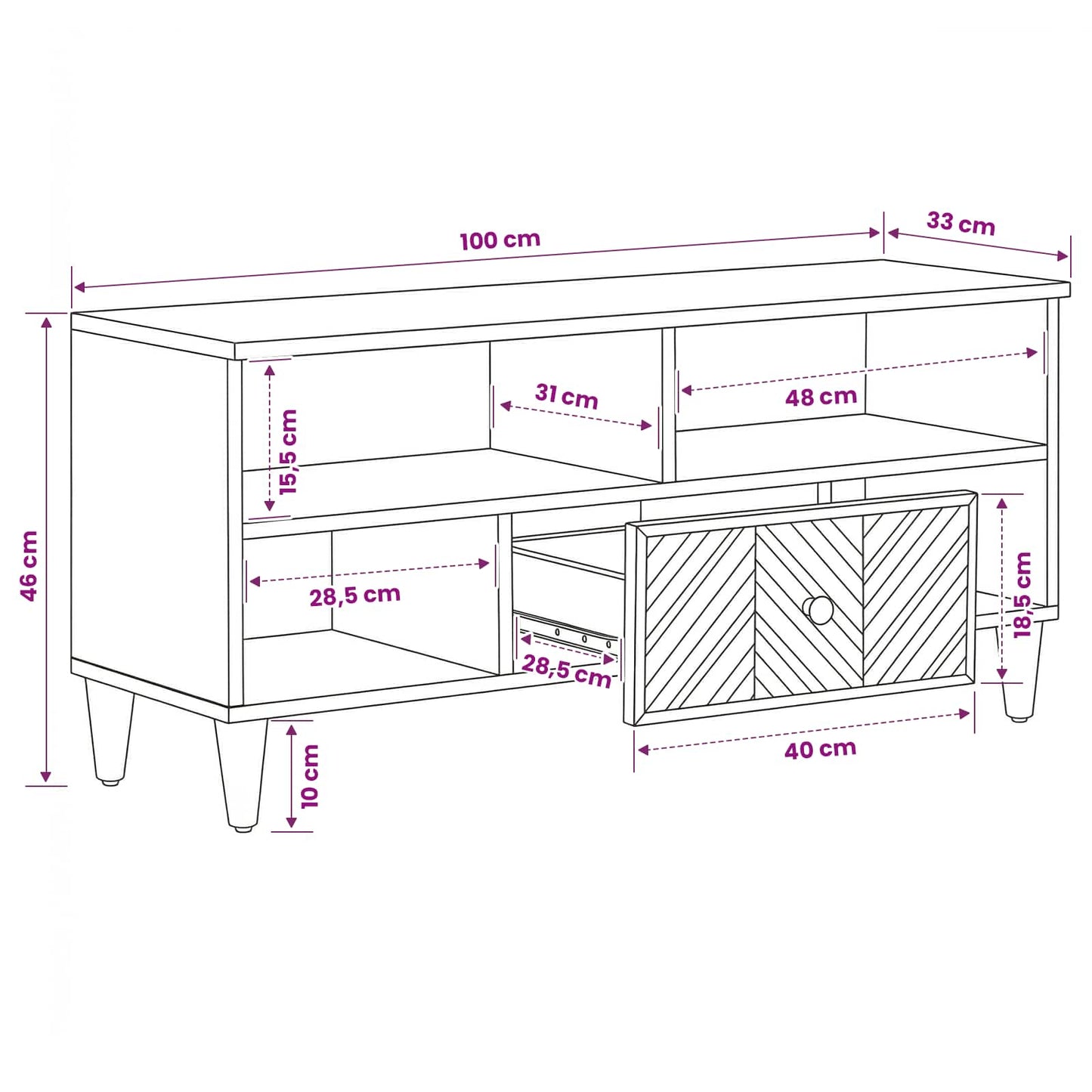Oppbevaringsskap Brun 100 x 33,5 x 46 cm Massiv mango tre