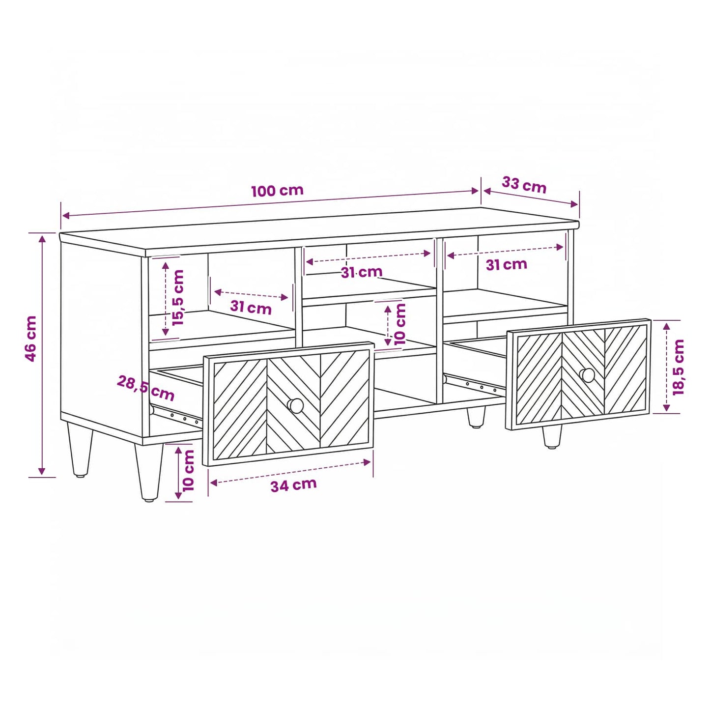 Oppbevaringsskap Brun 100 x 33,5 x 46 cm Massiv mango tre