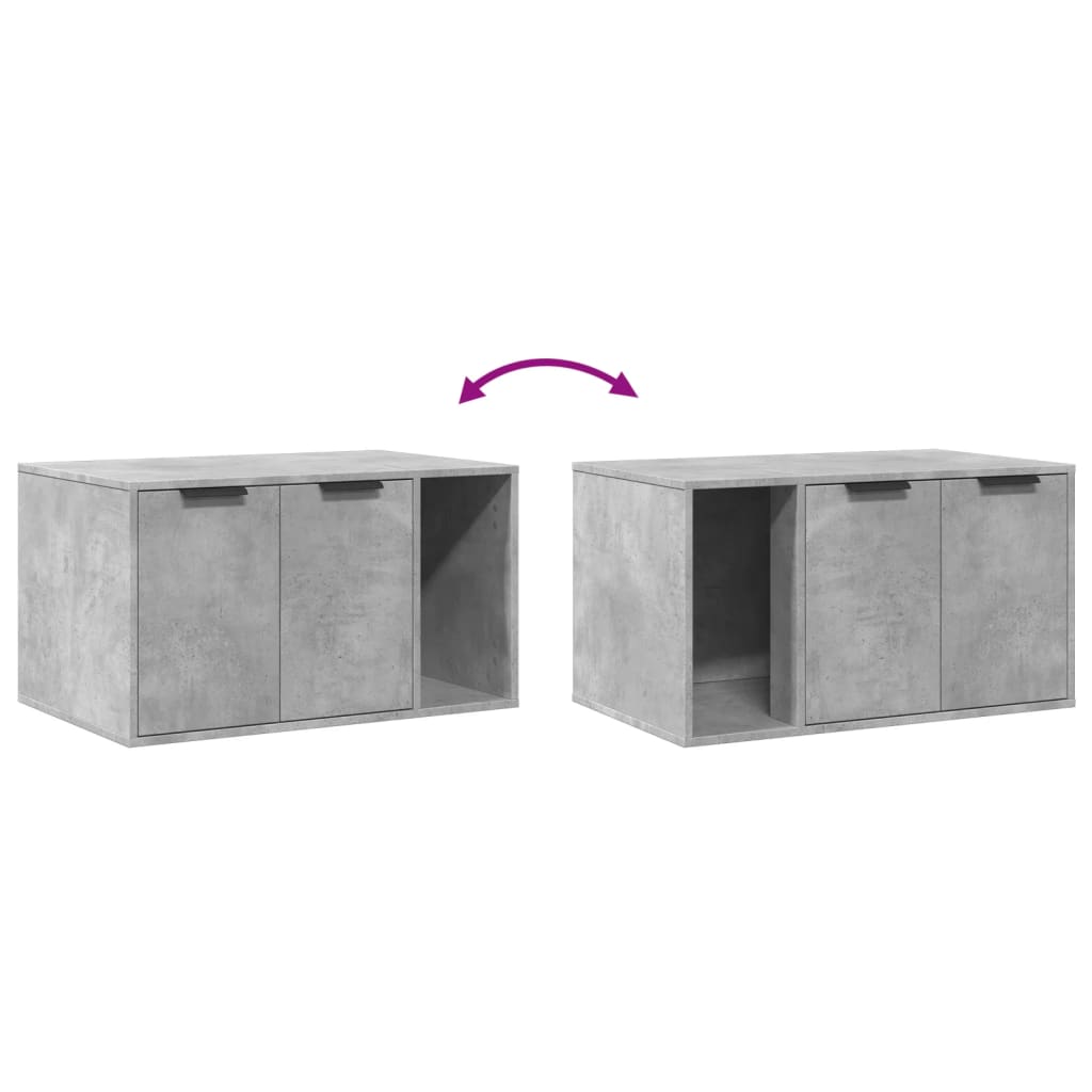 Skap til kattetoalett betonggrå 80x50x45 cm konstruert tre