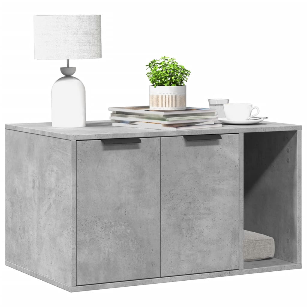 Skap til kattetoalett betonggrå 80x50x45 cm konstruert tre