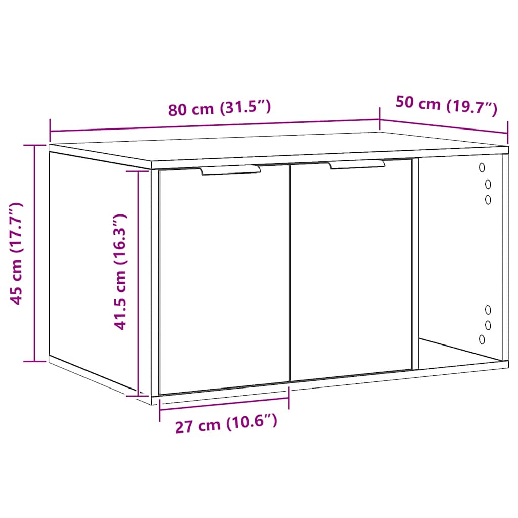 Skap til kattetoalett artisan eik 80x50x45 cm konstruert tre vidaXL