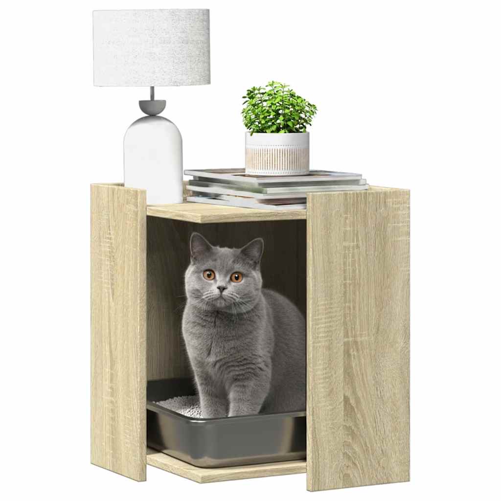 Skap til kattetoalett sonoma eik 42x42x51 cm konstruert tre
