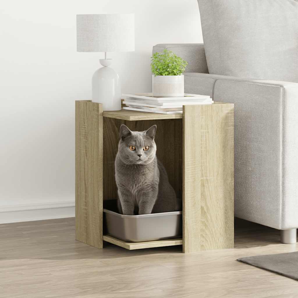 Skap til kattetoalett sonoma eik 42x42x51 cm konstruert tre