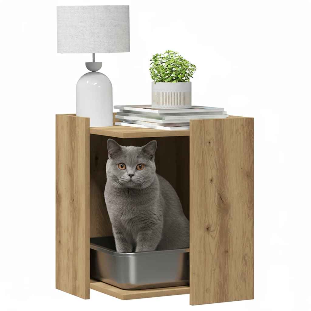 Skap til kattetoalett artisan eik 42x42x51 cm konstruert tre