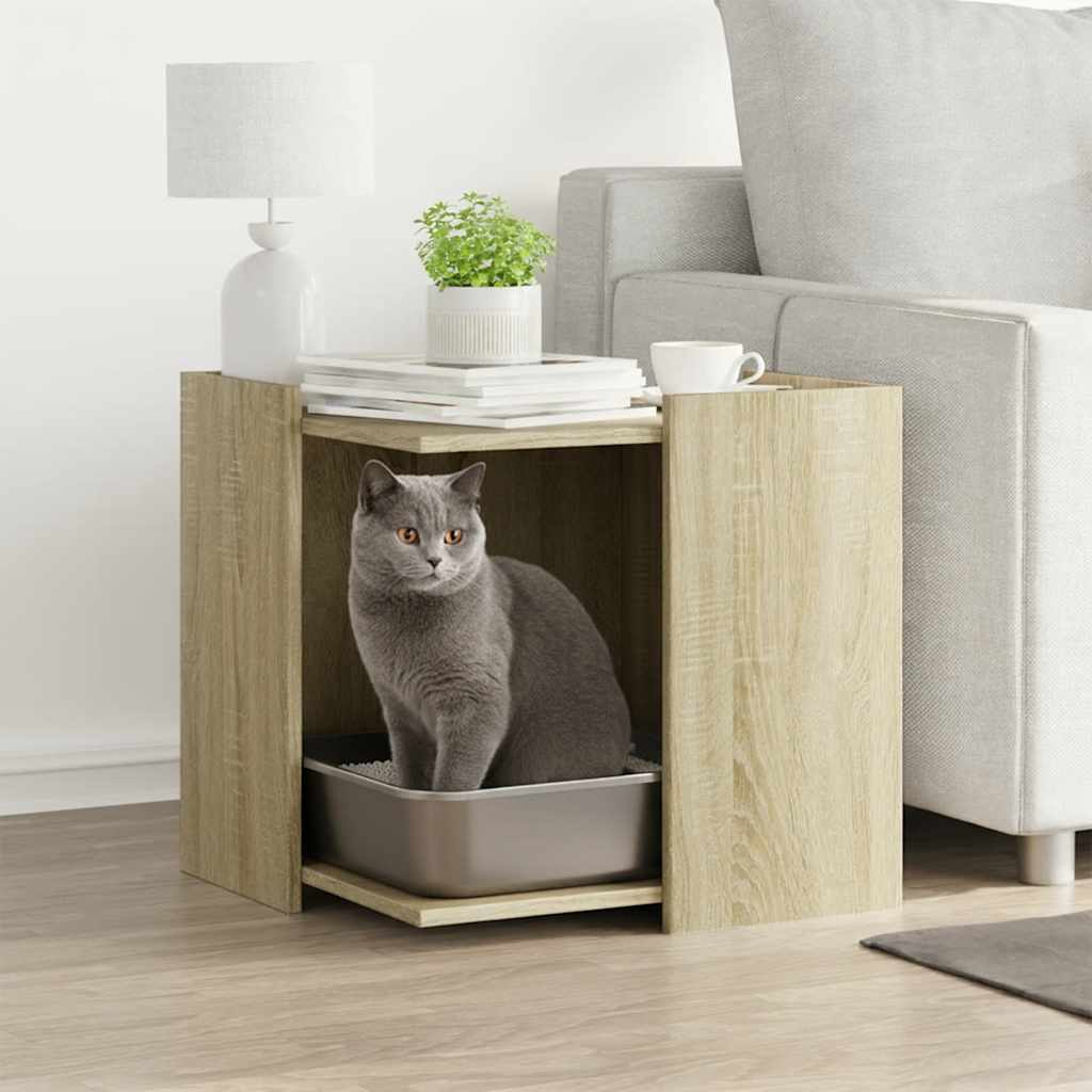 Skap til kattetoalett sonoma eik 53x53x51 cm konstruert tre