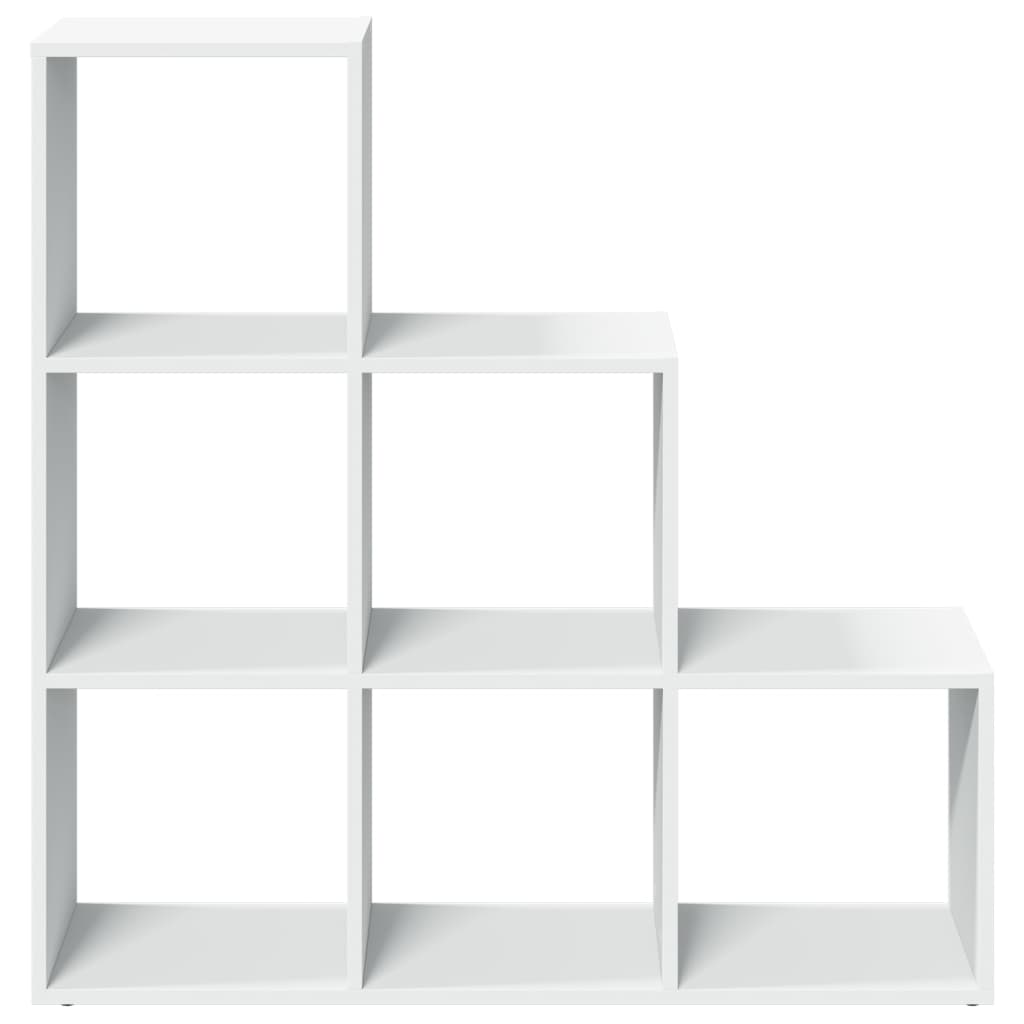 Romdeler bokhylle 3-etasjers hvit 99x29x99 cm konstruert tre