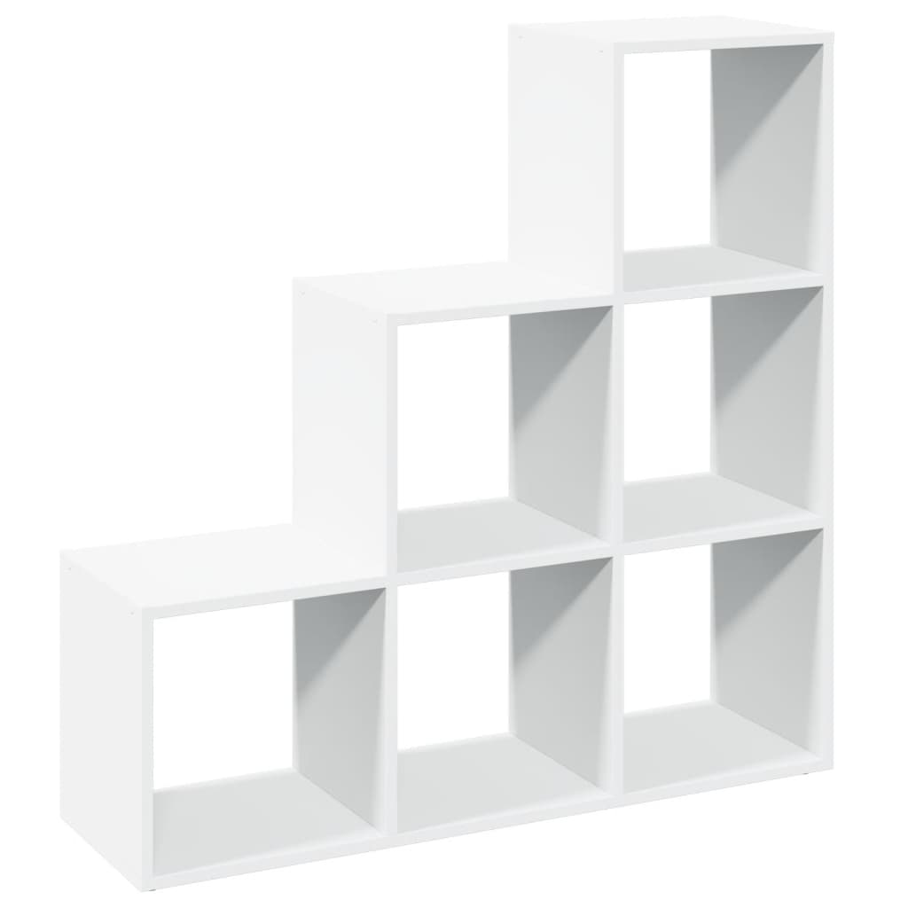 Romdeler bokhylle 3-etasjers hvit 99x29x99 cm konstruert tre