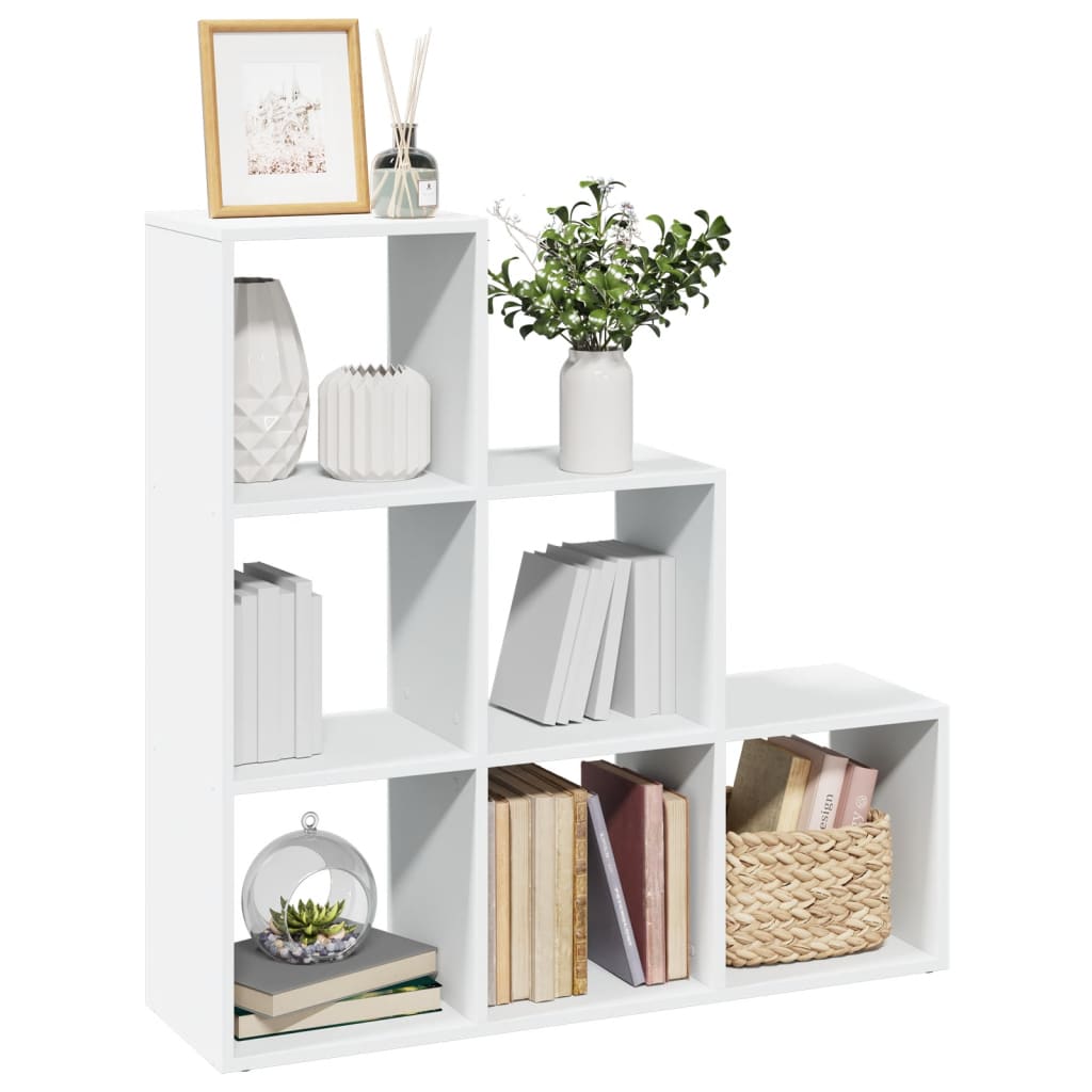 Romdeler bokhylle 3-etasjers hvit 99x29x99 cm konstruert tre
