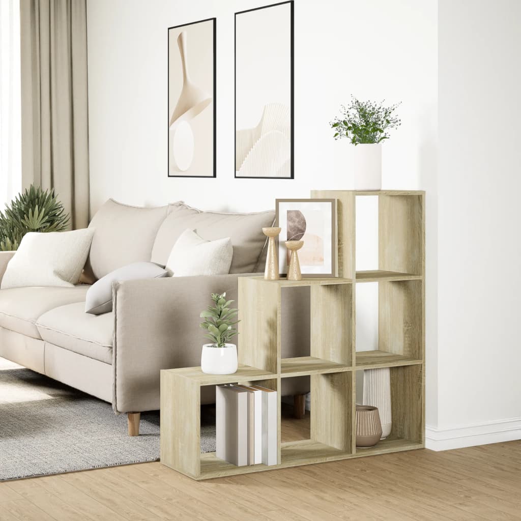 Romdeler bokhylle 3 lag sonoma eik 99x29x99 cm konstruert tre