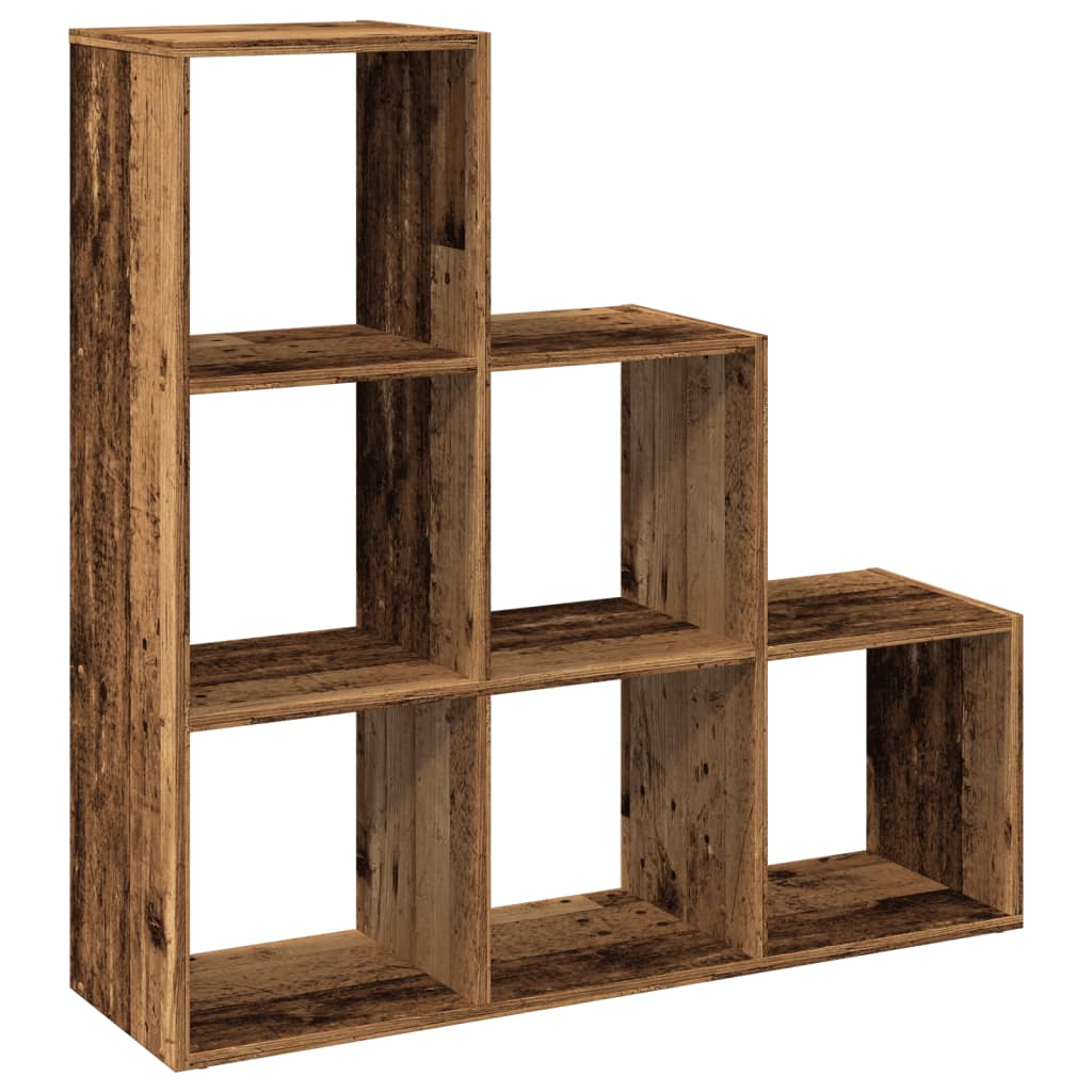 Romdeler bokhylle 3 lag gammelt eik 99x29x99 cm konstruert tre