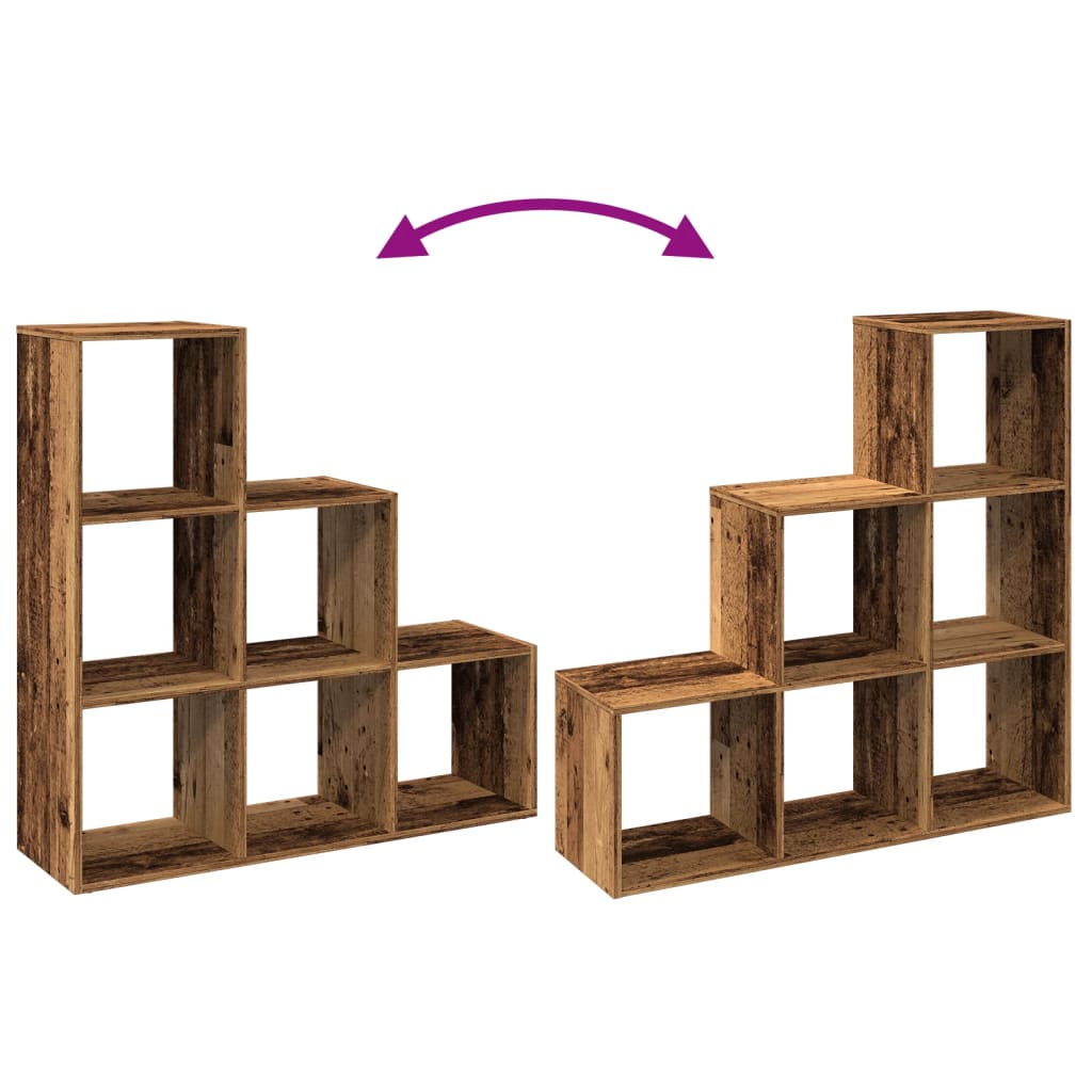 Romdeler bokhylle 3 lag gammelt eik 99x29x99 cm konstruert tre
