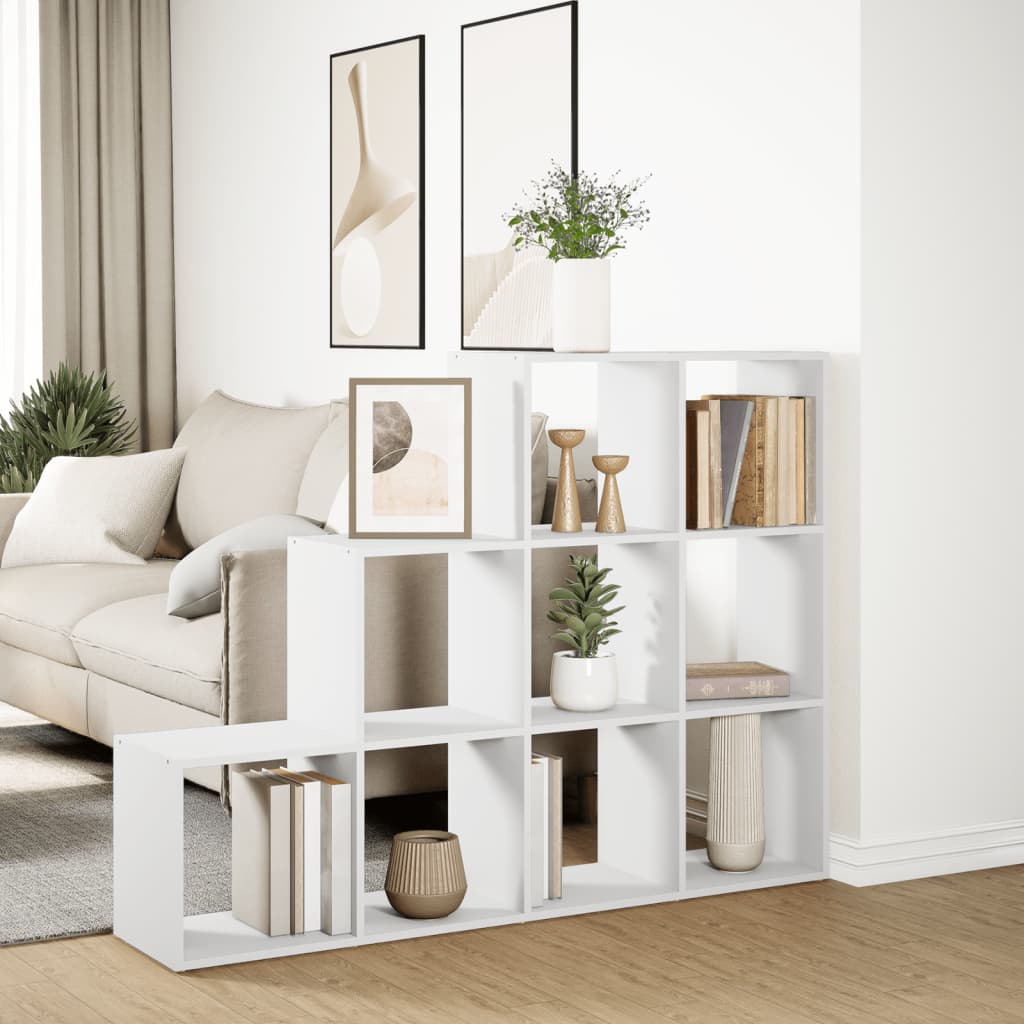Bokhylle 3 etasjer hvit 137,5x29x103,5 cm konstruert tre