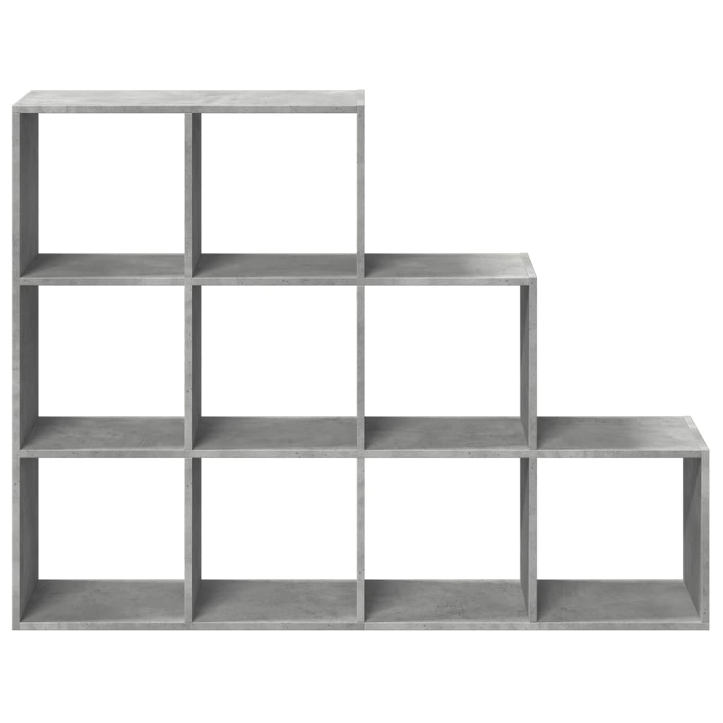 Bokhylle 3 etasjer betonggrå 137,5x29x103,5 cm konstruert tre