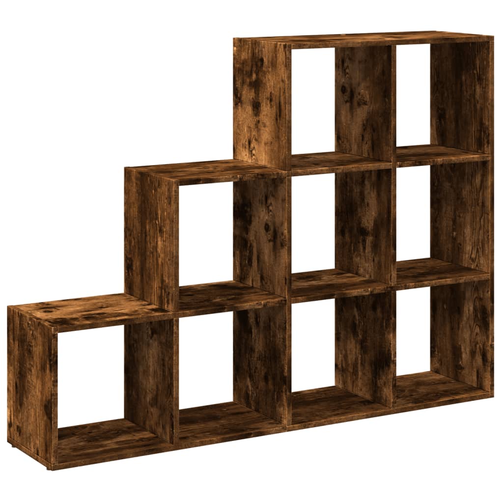 Bokhylle 3 etasjer røkt eik 137,5x29x103,5 cm konstruert tre