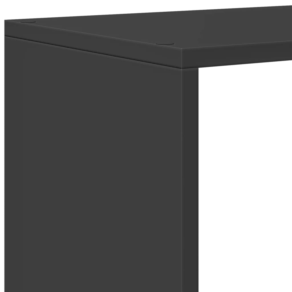 Romdeler bokhylle 3 etasjer svart 123x29x123 cm konstruert tre