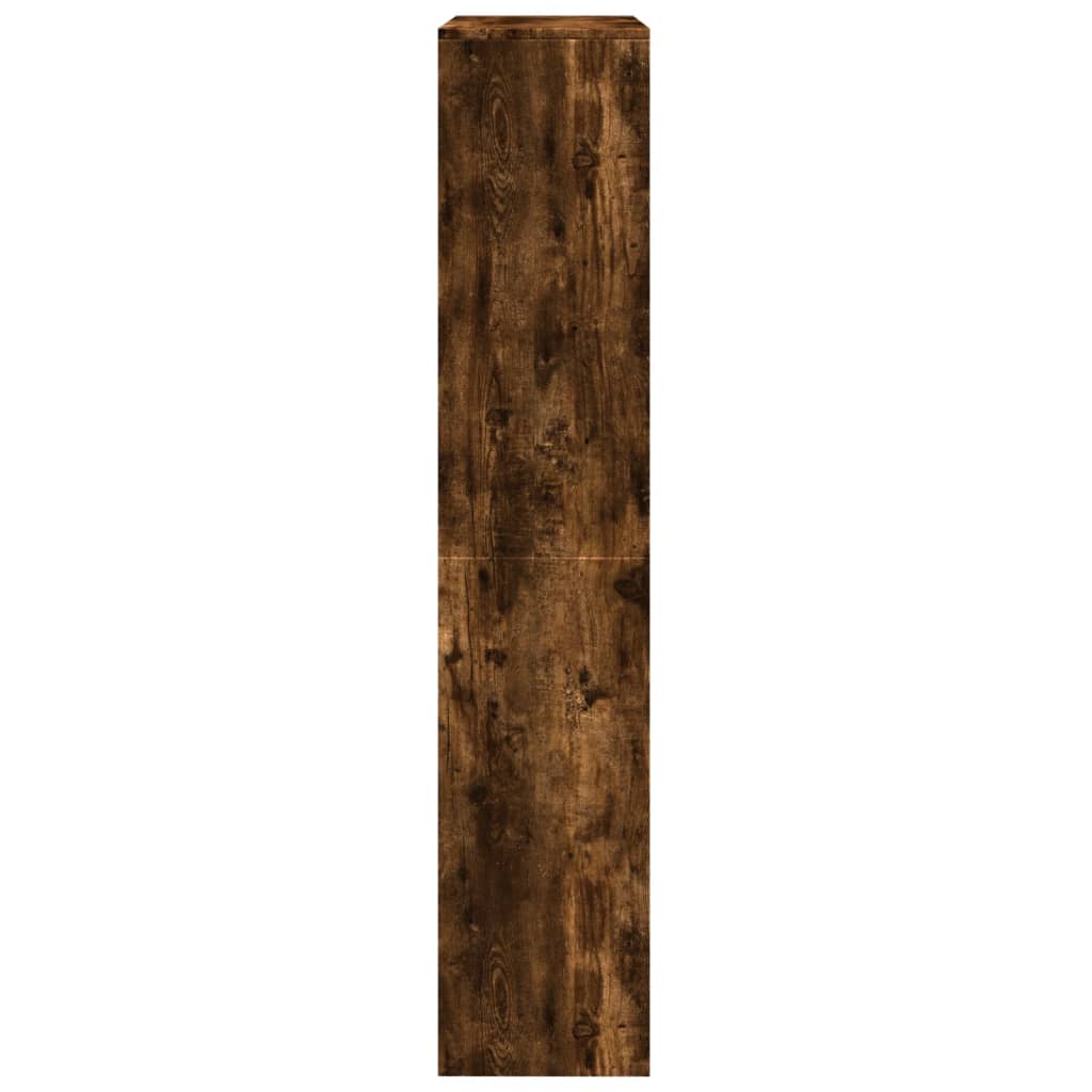 Bokhylle 4 etasjer røkt eik 143,5x29x143,5 cm konstruert tre
