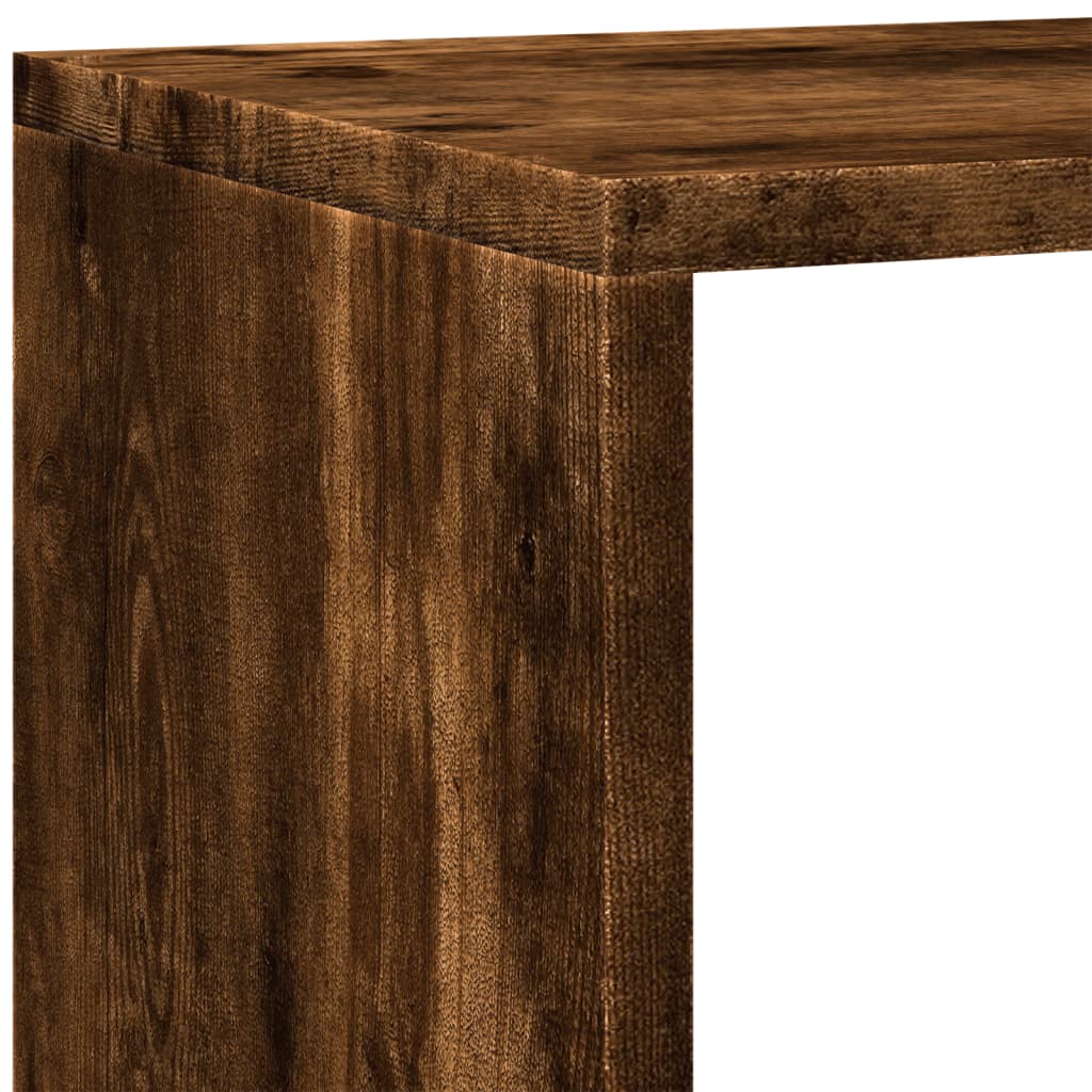Bokhylle 4 etasjer røkt eik 143,5x29x143,5 cm konstruert tre