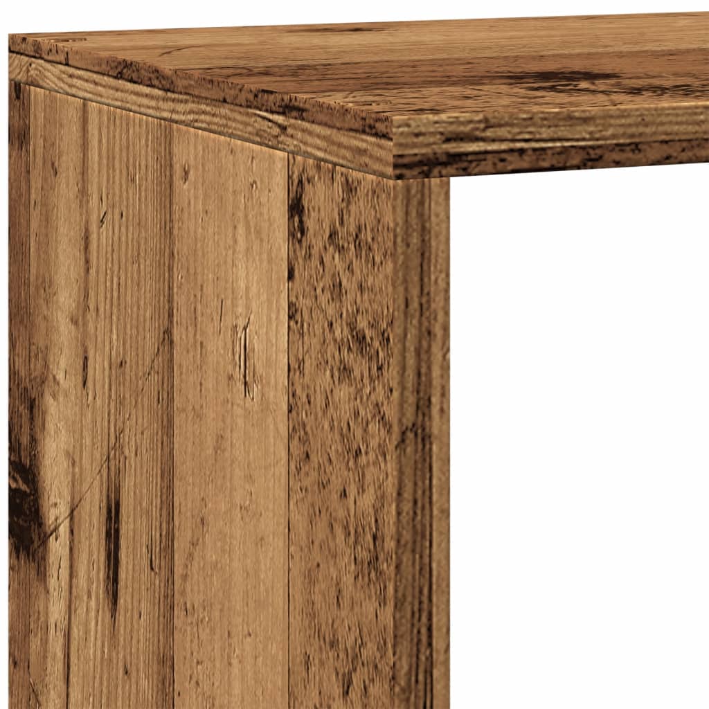 Bokhylle 4 etasjer gammelt eik 143,5x29x143,5 cm konstruert tre