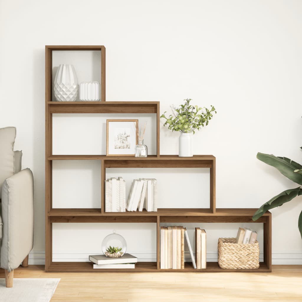 Bokhylle 4 etasjer artisan eik 143,5x29x143,5 cm konstruert tre