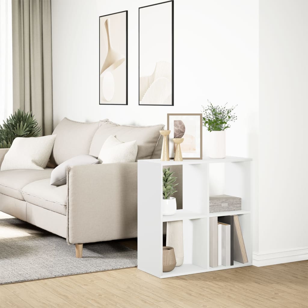 Romdeler bokhylle hvit 69,5x29x69,5 cm konstruert tre