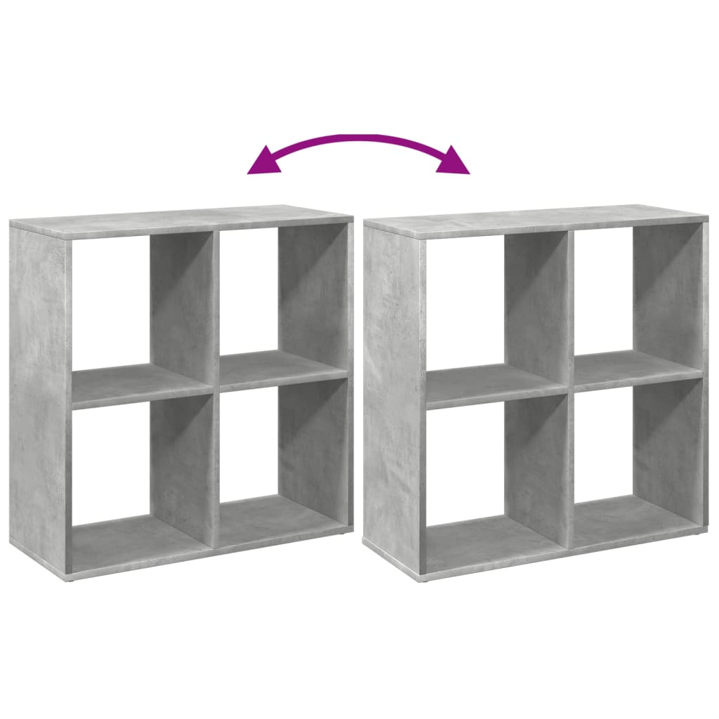 Romdeler bokhylle betonggrå 69,5x29x69,5 cm konstruert tre
